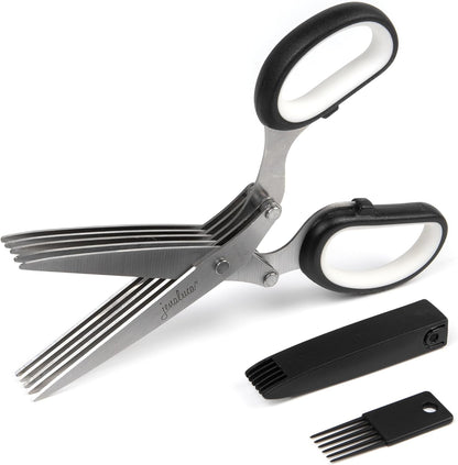 5-Blade Herb Scissors, Stainless Steel Kitchen Shears, Green