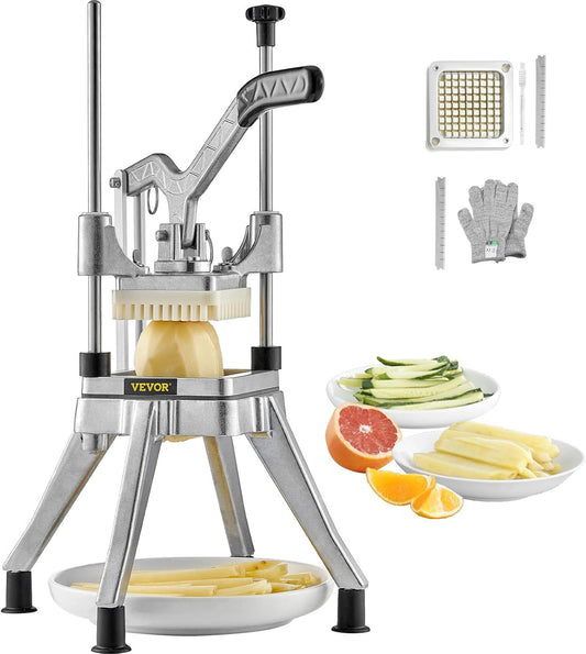 Commercial Vegetable Fruit Chopper 3/8″ Blade Professional Food Dicer Kattex French Fry Cutter Onion Slicer Stainless Steel for Tomato Peppers Potato Mushroom Upgrade Style 3/8"