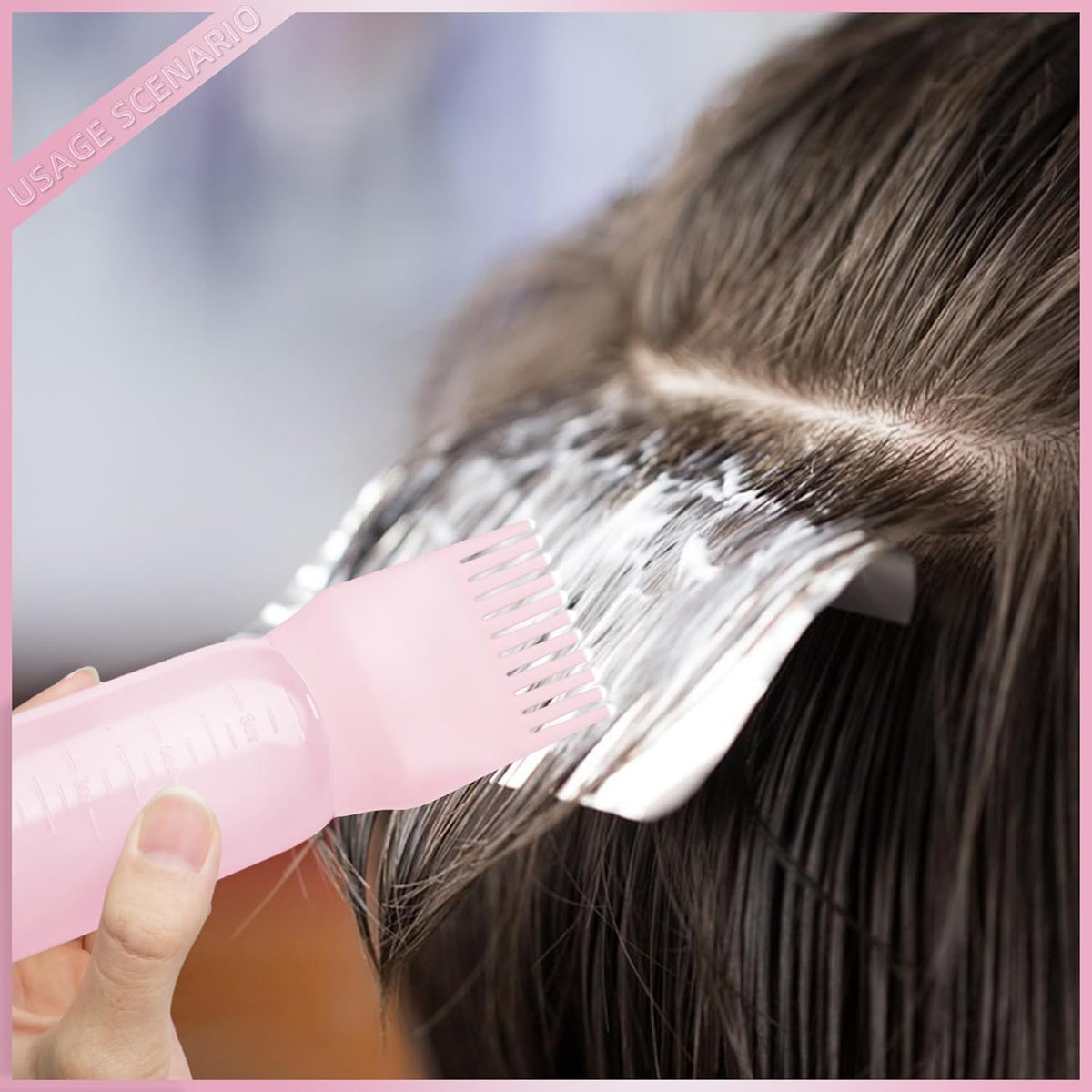 2Pack Root Comb Applicator Bottle - 6 Oz Hair Oil Applicator, Dye Bottle Tools with Oil Dispenser & Root Comb Brush - Pink