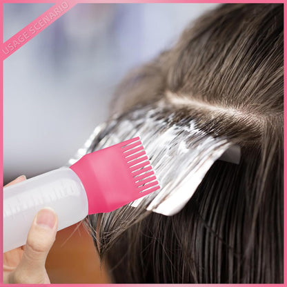 2Pack Root Comb Applicator Bottle - 6 Oz Hair Oil Applicator, Dye Bottle Tools with Oil Dispenser & Root Comb Brush - Pink