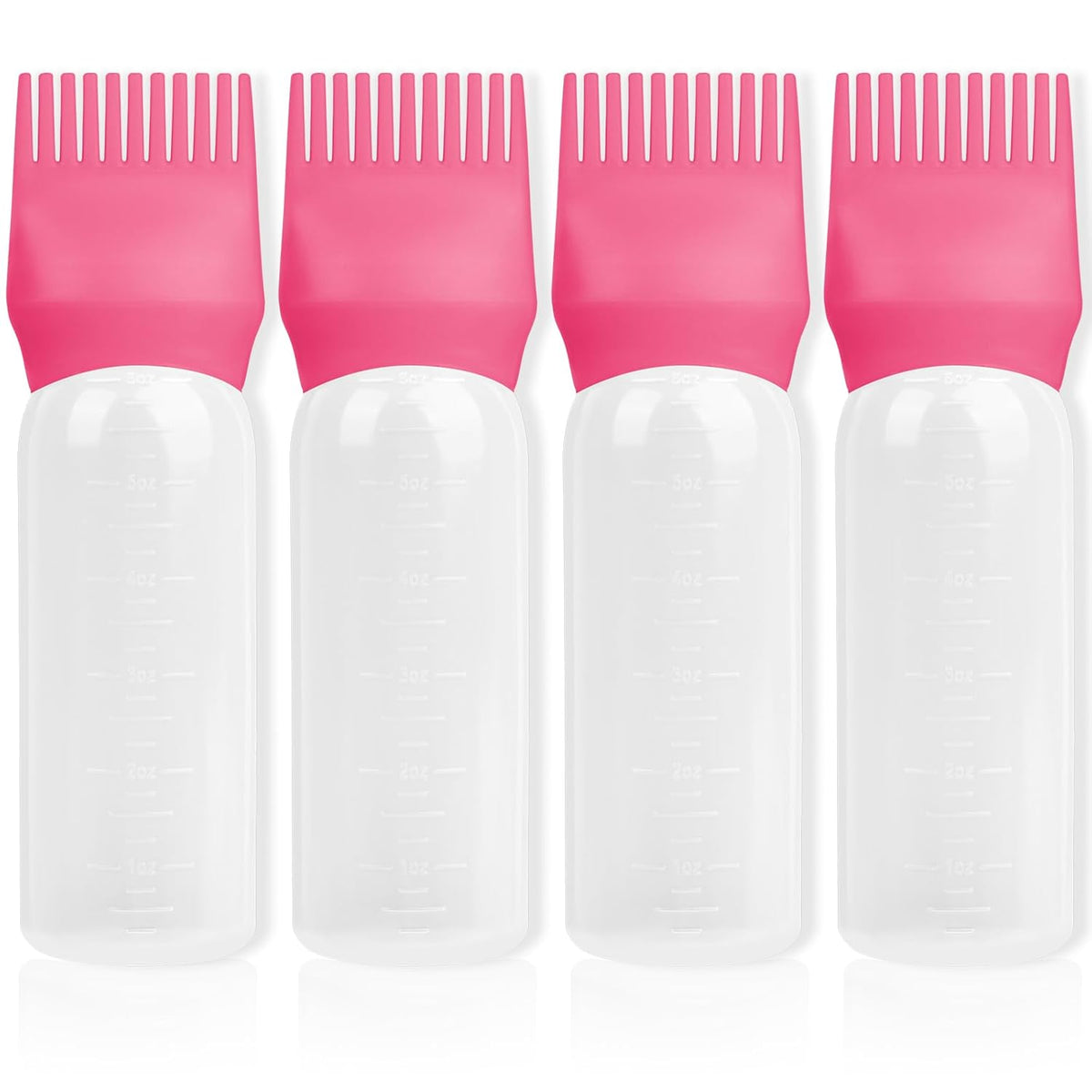 2Pack Root Comb Applicator Bottle - 6 Oz Hair Oil Applicator, Dye Bottle Tools with Oil Dispenser & Root Comb Brush - Pink