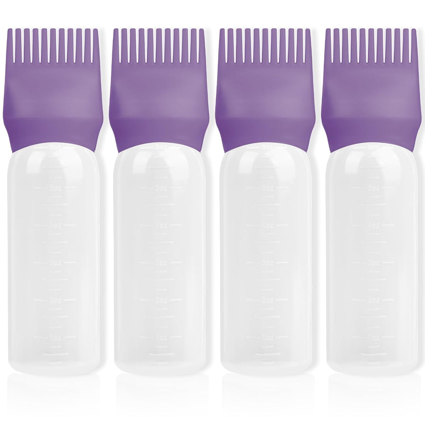2Pack Root Comb Applicator Bottle - 6 Oz Hair Oil Applicator, Dye Bottle Tools with Oil Dispenser & Root Comb Brush - Pink