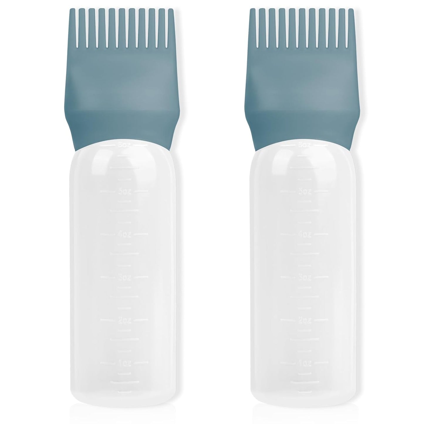 2Pack Root Comb Applicator Bottle - 6 Oz Hair Oil Applicator, Dye Bottle Tools with Oil Dispenser & Root Comb Brush - Pink