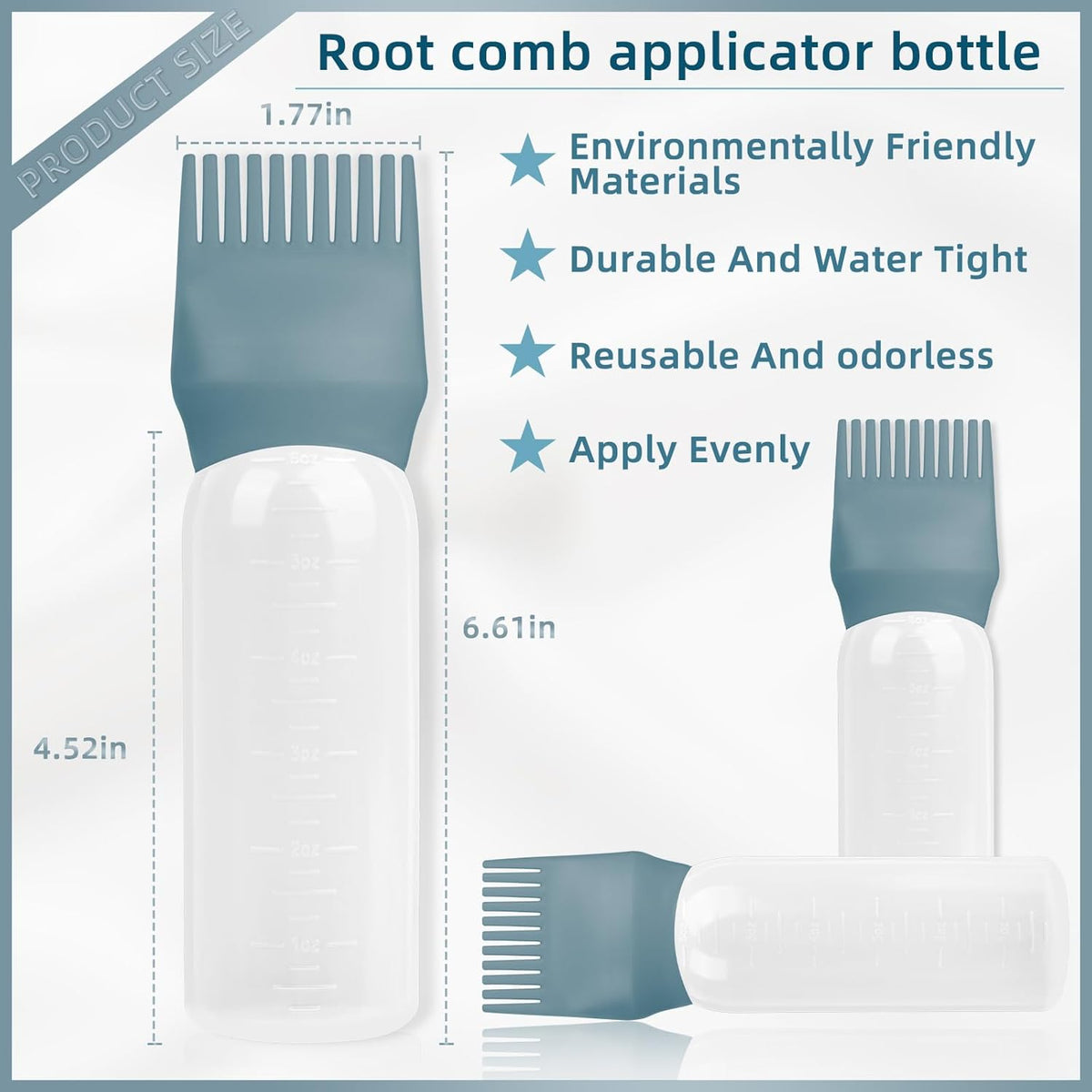 2Pack Root Comb Applicator Bottle - 6 Oz Hair Oil Applicator, Dye Bottle Tools with Oil Dispenser & Root Comb Brush - Pink