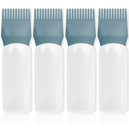 2Pack Root Comb Applicator Bottle - 6 Oz Hair Oil Applicator, Dye Bottle Tools with Oil Dispenser & Root Comb Brush - Pink