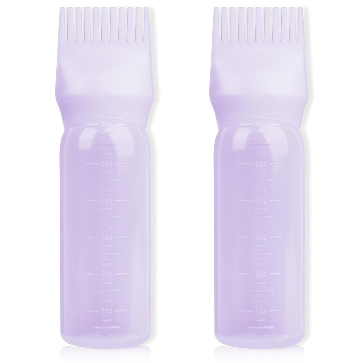 2Pack Root Comb Applicator Bottle - 6 Oz Hair Oil Applicator, Dye Bottle Tools with Oil Dispenser & Root Comb Brush - Pink