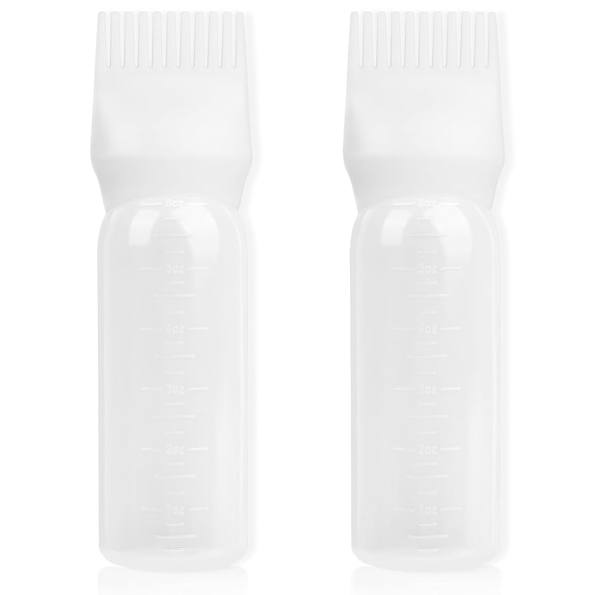 2Pack Root Comb Applicator Bottle - 6 Oz Hair Oil Applicator, Dye Bottle Tools with Oil Dispenser & Root Comb Brush - Pink