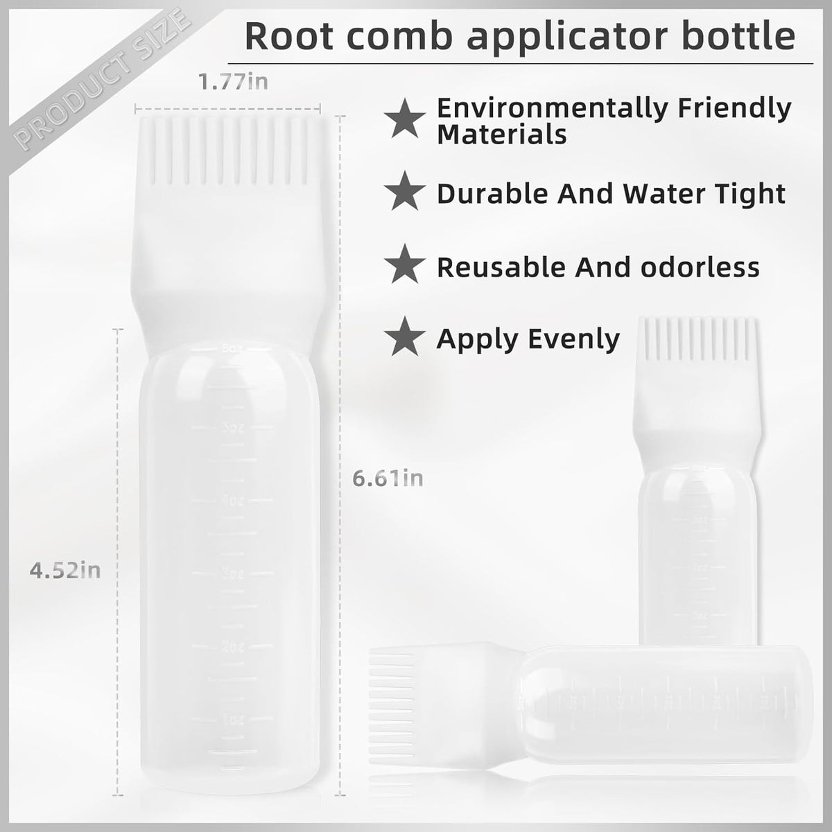 2Pack Root Comb Applicator Bottle - 6 Oz Hair Oil Applicator, Dye Bottle Tools with Oil Dispenser & Root Comb Brush - Pink