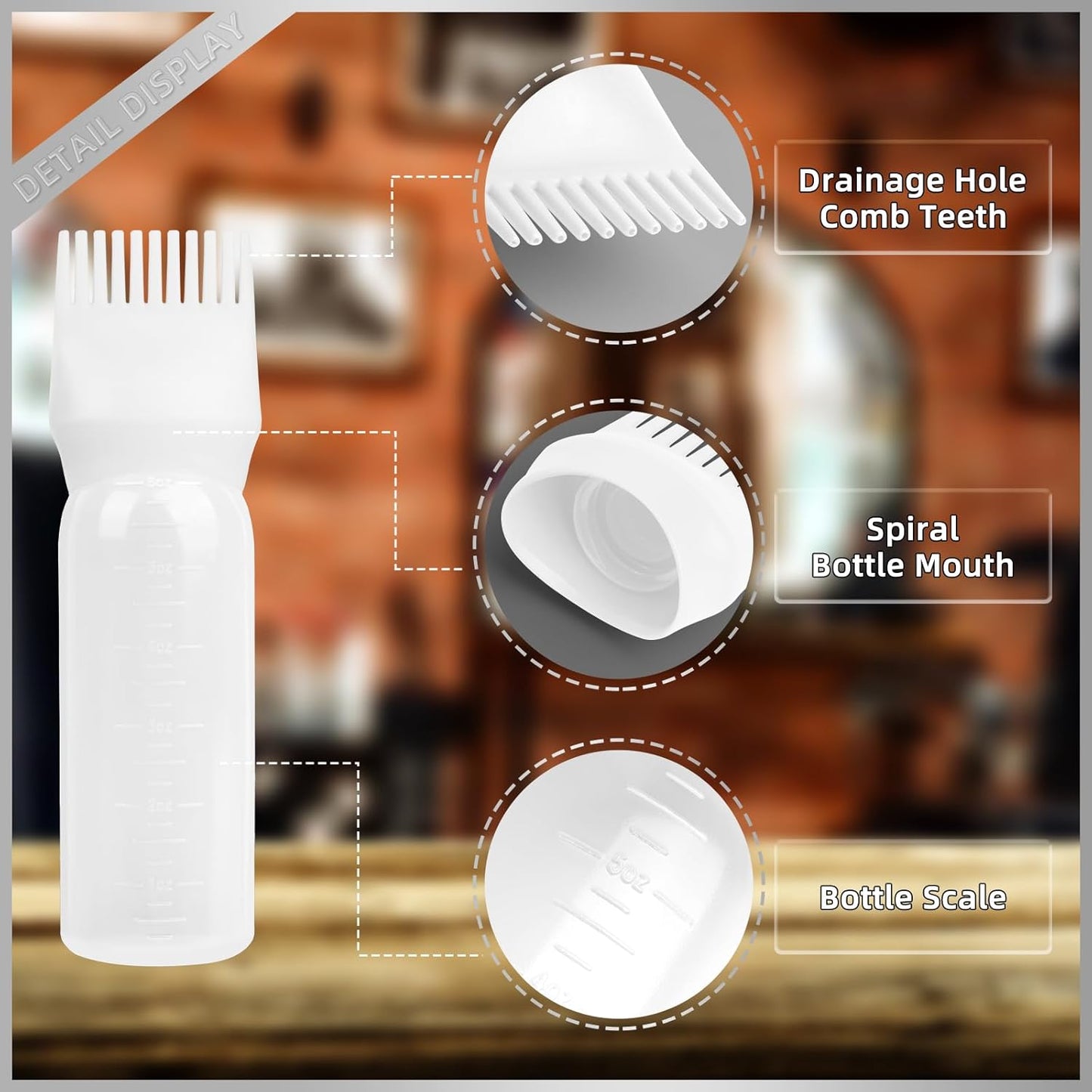 2Pack Root Comb Applicator Bottle - 6 Oz Hair Oil Applicator, Dye Bottle Tools with Oil Dispenser & Root Comb Brush - Pink