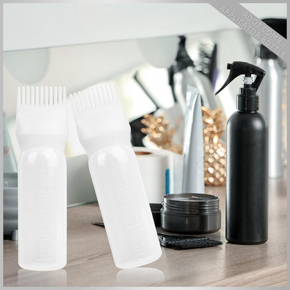 2Pack Root Comb Applicator Bottle - 6 Oz Hair Oil Applicator, Dye Bottle Tools with Oil Dispenser & Root Comb Brush - Pink
