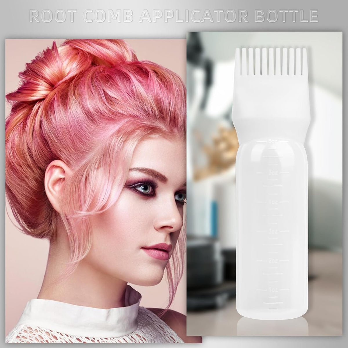 2Pack Root Comb Applicator Bottle - 6 Oz Hair Oil Applicator, Dye Bottle Tools with Oil Dispenser & Root Comb Brush - Pink