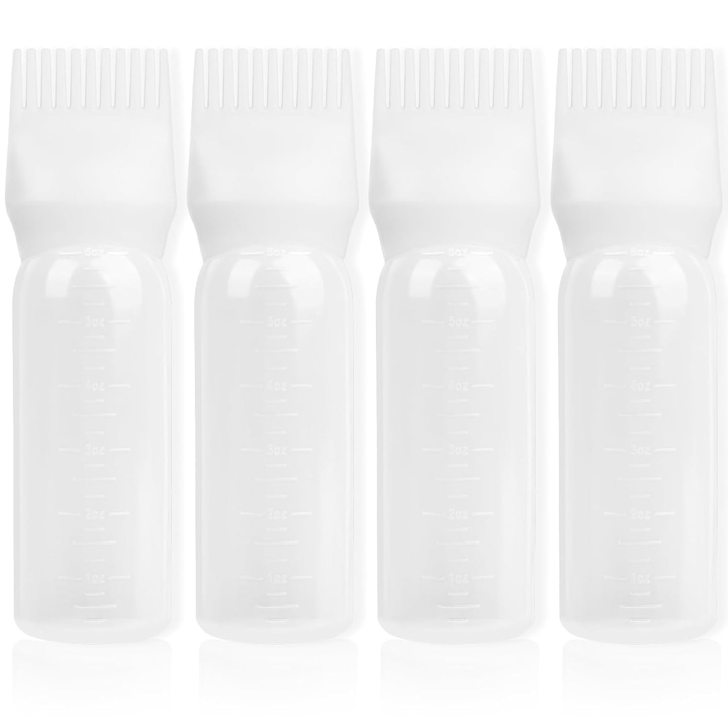 2Pack Root Comb Applicator Bottle - 6 Oz Hair Oil Applicator, Dye Bottle Tools with Oil Dispenser & Root Comb Brush - Pink