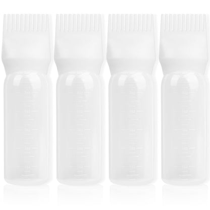 2Pack Root Comb Applicator Bottle - 6 Oz Hair Oil Applicator, Dye Bottle Tools with Oil Dispenser & Root Comb Brush - Pink