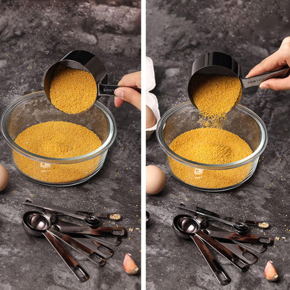 Stainless Steel Measuring Cups & Spoons Set, Black
