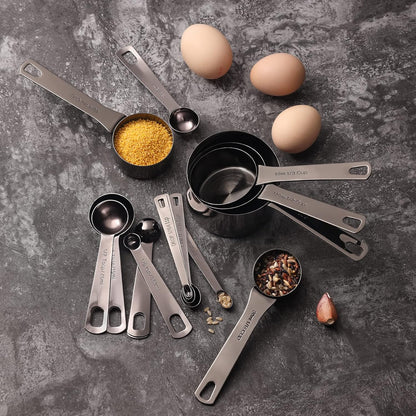 Stainless Steel Measuring Cups & Spoons Set, Black