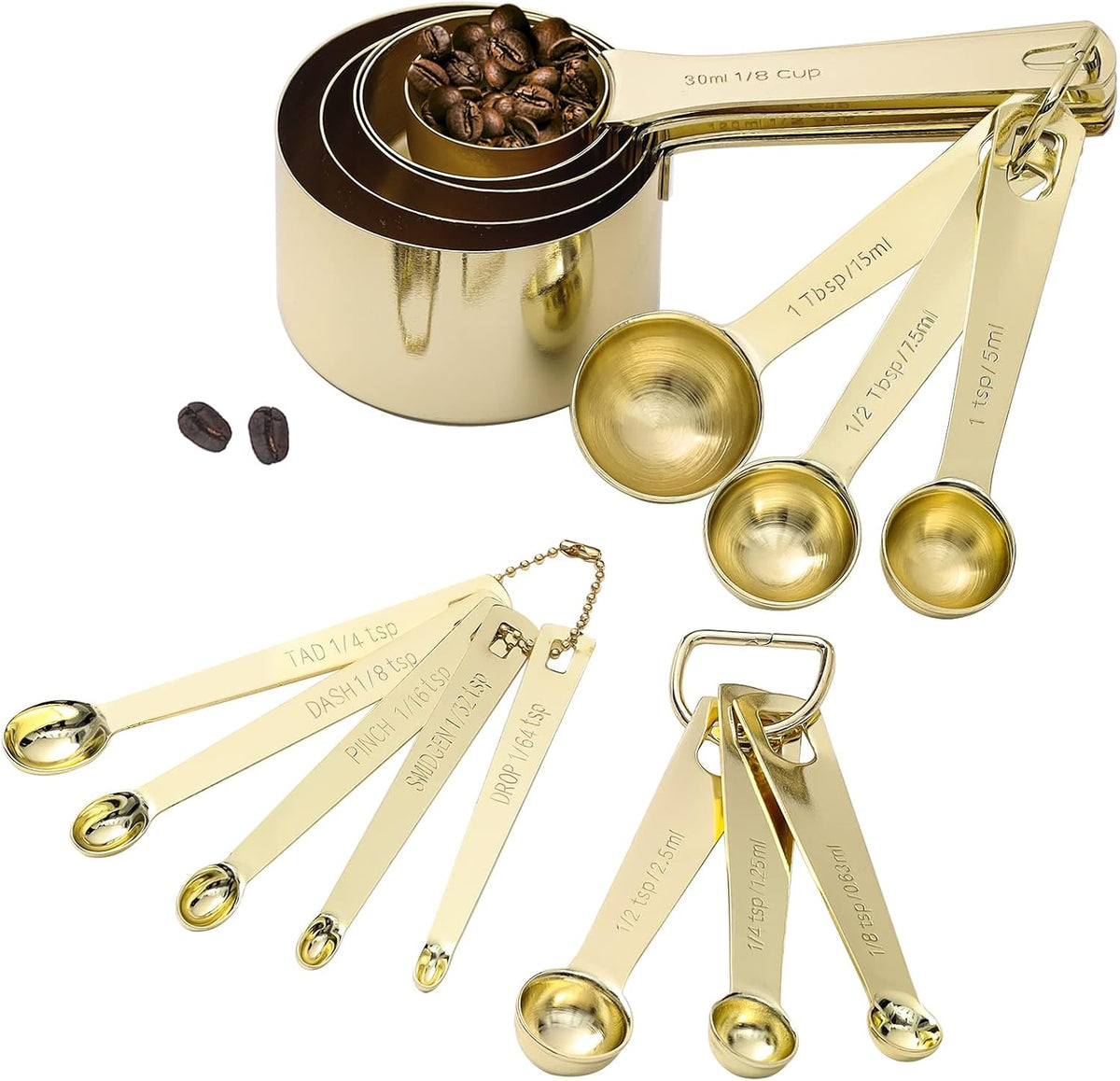 Stainless Steel Measuring Cups & Spoons Set, Black