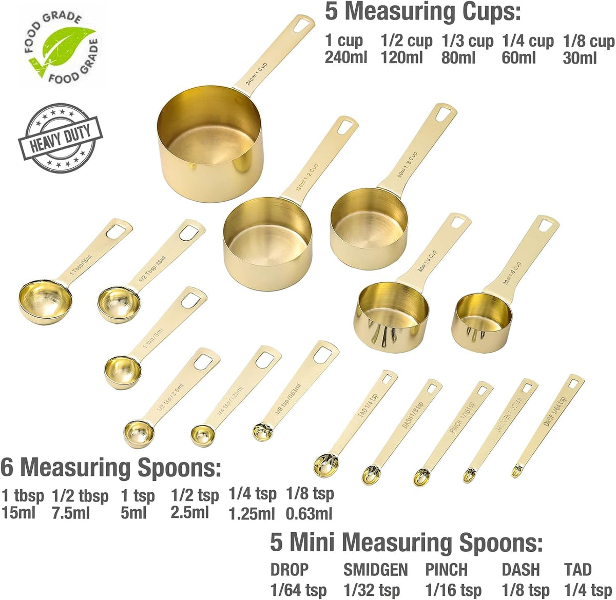 Stainless Steel Measuring Cups & Spoons Set, Black
