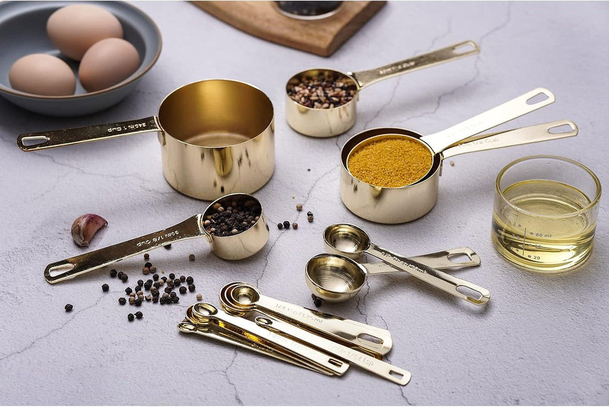 Stainless Steel Measuring Cups & Spoons Set, Black