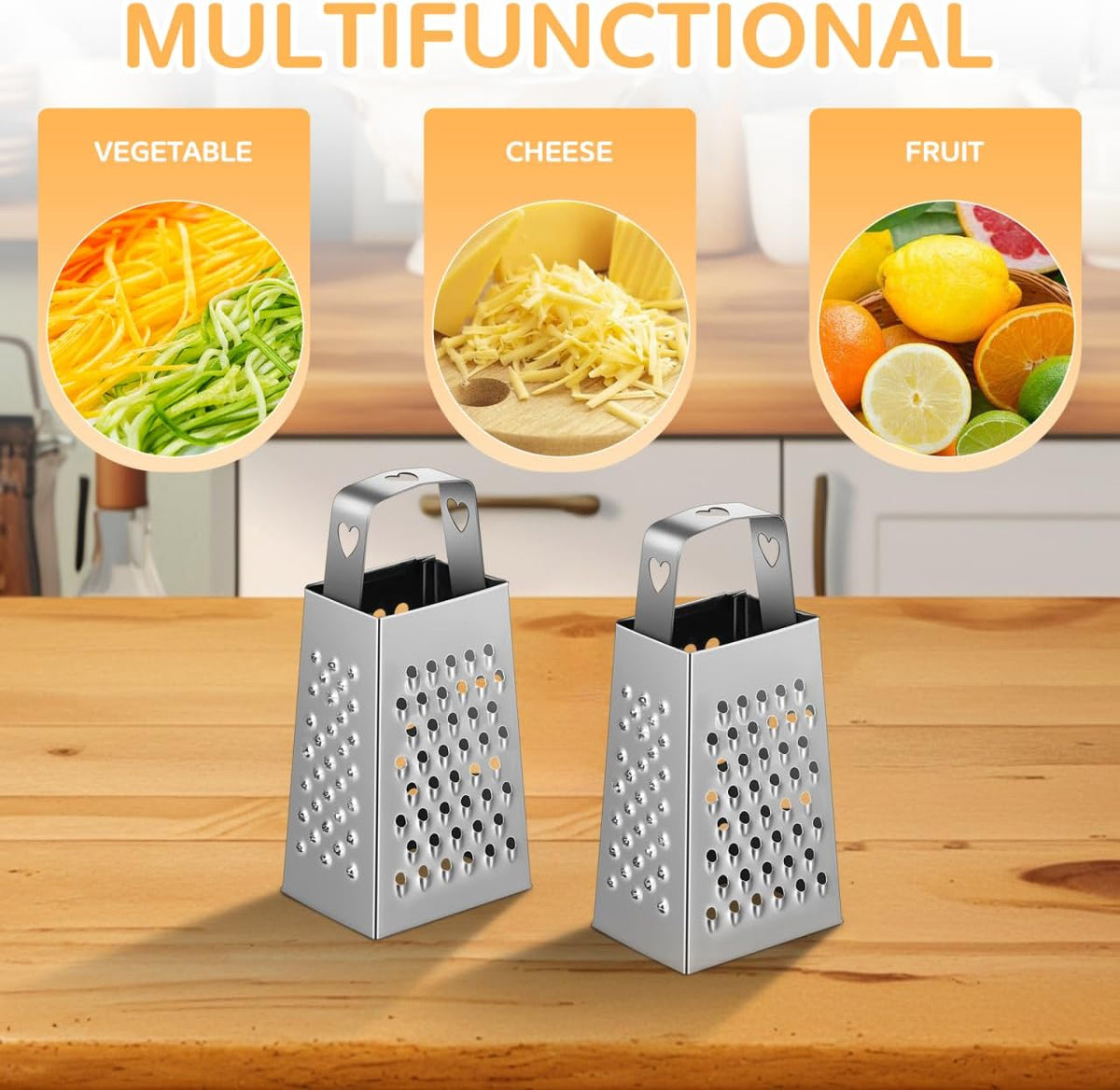 6Pcs Mini Box Graters, 4-Sided Stainless Steel Cheese Grater & Zester for Ginger, Garlic and Spices, Portable Small Kitchen Gadgets