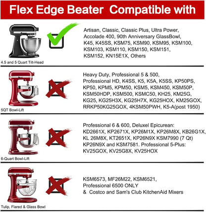 Flex Edge Beater for KitchenAid Tilt-Head Stand Mixer 4.5-5 Quart