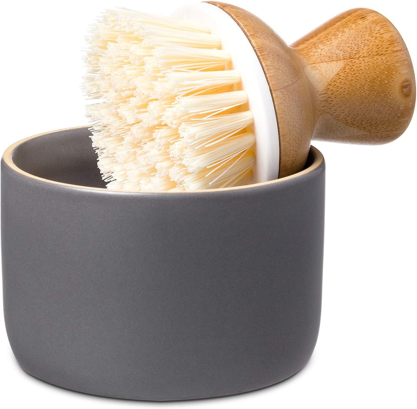 Sinkside Ceramic Cleaning Station - Kitchen Sink Caddy & Sponge Holder, Countertop Organizer for Dish Brushes & Scrubbers - Dishwasher Safe, Rustproof, Compact Design, White