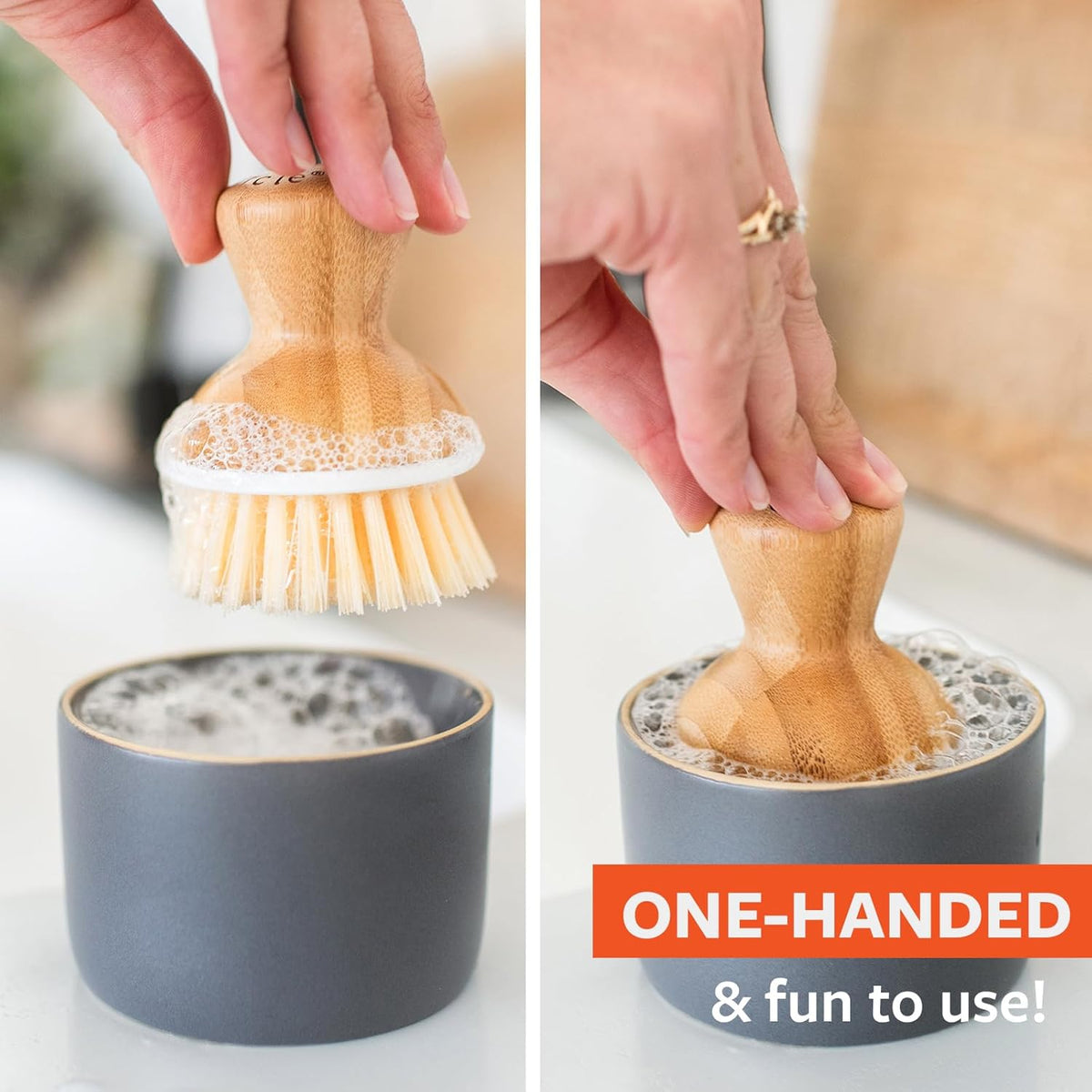Sinkside Ceramic Cleaning Station - Kitchen Sink Caddy & Sponge Holder, Countertop Organizer for Dish Brushes & Scrubbers - Dishwasher Safe, Rustproof, Compact Design, White