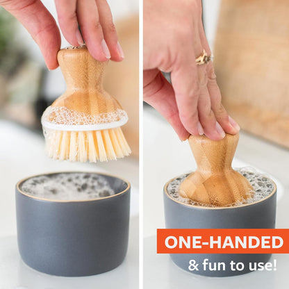 Sinkside Ceramic Cleaning Station - Kitchen Sink Caddy & Sponge Holder, Countertop Organizer for Dish Brushes & Scrubbers - Dishwasher Safe, Rustproof, Compact Design, White