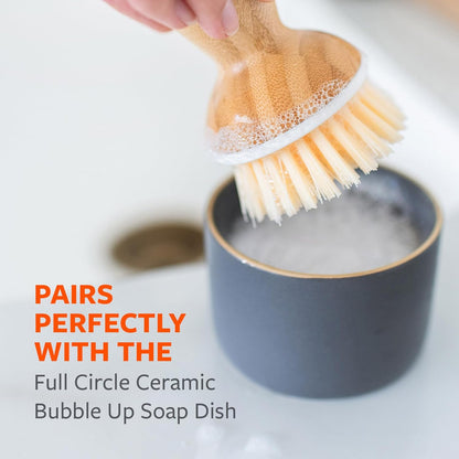 Sinkside Ceramic Cleaning Station - Kitchen Sink Caddy & Sponge Holder, Countertop Organizer for Dish Brushes & Scrubbers - Dishwasher Safe, Rustproof, Compact Design, White