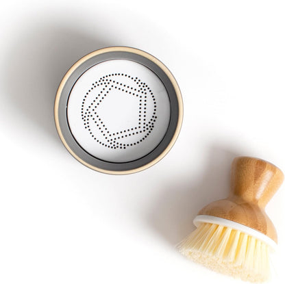Sinkside Ceramic Cleaning Station - Kitchen Sink Caddy & Sponge Holder, Countertop Organizer for Dish Brushes & Scrubbers - Dishwasher Safe, Rustproof, Compact Design, White