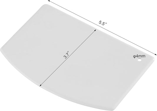 Plastic Bowl and Dough Scraper, 3.75 x 5.75 Inch White Polyethylene Bench Scraper, Bakery Grade Dough Cutter, Bowl Scraper, Pastry Prep Tool