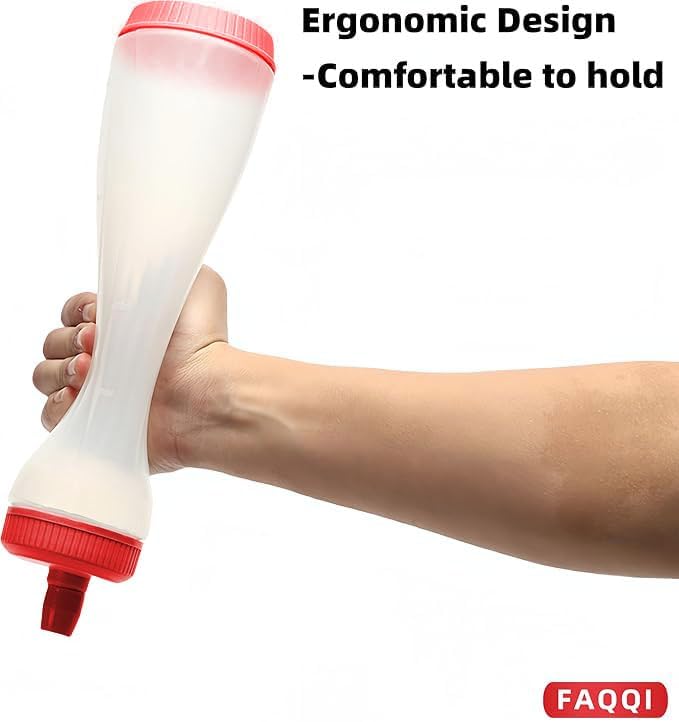 Red Pancake Pen, Batter Squeeze Bottle with Flow-Control Valve