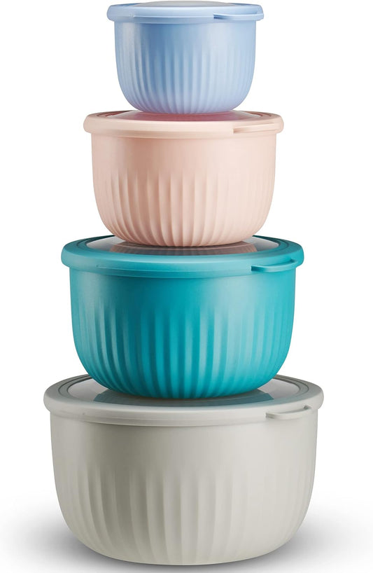 Food Storage Containers, Plastic Bowls with Lids Set, Mixing Bowls, Food Prep Containers, Meal Prep Container, 8 Piece Set