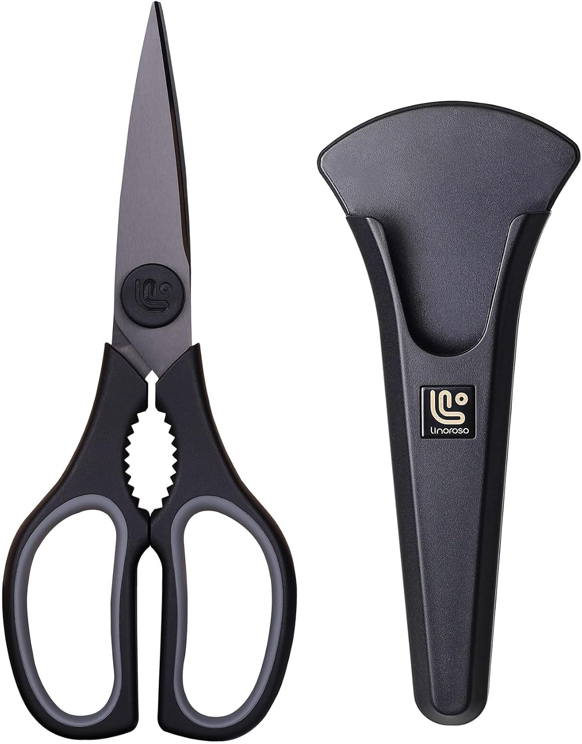 Kitchen Scissors All Purpose Kitchen Shears with Magnetic Holder, Soft Grip Handle Cooking Scissors Dishwasher Safe with Come Apart Blade Heavy Duty Scissors for Meat, Vegetable, Herb, White