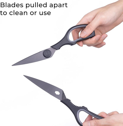 Kitchen Scissors All Purpose Kitchen Shears with Magnetic Holder, Soft Grip Handle Cooking Scissors Dishwasher Safe with Come Apart Blade Heavy Duty Scissors for Meat, Vegetable, Herb, White