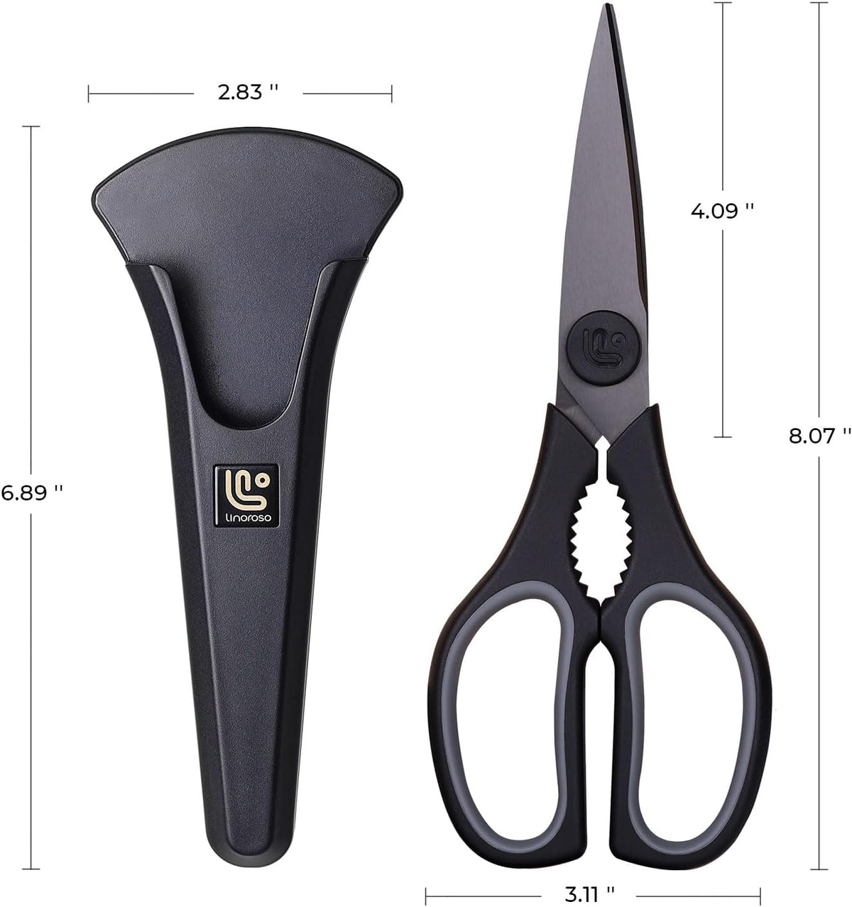 Kitchen Scissors All Purpose Kitchen Shears with Magnetic Holder, Soft Grip Handle Cooking Scissors Dishwasher Safe with Come Apart Blade Heavy Duty Scissors for Meat, Vegetable, Herb, White