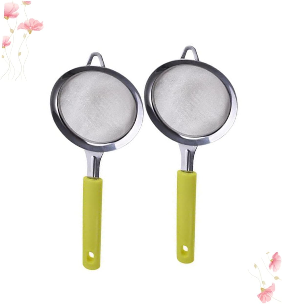 2 pack Handheld Flour Sieve Fine Mesh Powder Sifter with Handle Lightweight Food Strainer for Flour Icing Sugar Cocoa Baking Pastry Cookies Bread Cupcakes 9.44 X 3.54 X 1.96in