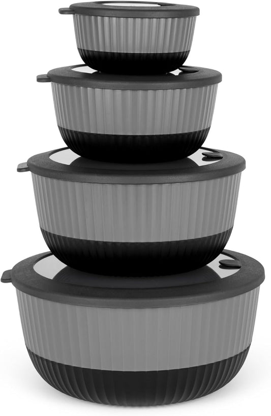 Dora Mixing Bowls with Lids, 8-Piece Airtight Leak-Proof Nesting BPA-Free Prep Bowl Set for Kitchen & Food Storage, Large 4200ml Capacity, Microwave & Dishwasher Safe | Dora