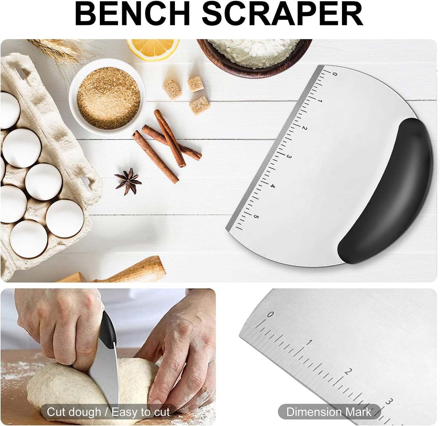 Pastry Cutter, Biscuit Cutter, Dough Scraper,Pastry Blender,Baking Mats | Stainless Steel Dough Cutter Set,Biscuit Cutter Baking Pastry Mat Dough Blender Tools & Pastry Utensils (5 Pcs/Set)