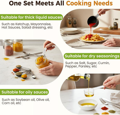16PCS Measuring Cups and Spoons Set, Measuring Spoon Set with Metric and US Measurements, Fits for Measuring Dry and Liquid - Black