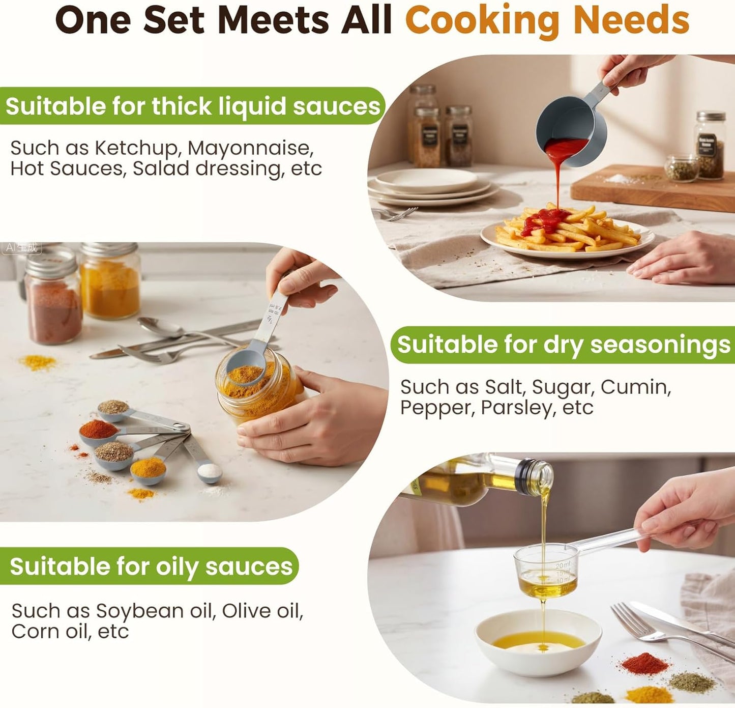 16PCS Measuring Cups and Spoons Set, Measuring Spoon Set with Metric and US Measurements, Fits for Measuring Dry and Liquid - Black
