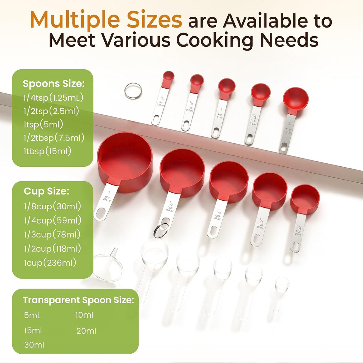 16PCS Measuring Cups and Spoons Set, Measuring Spoon Set with Metric and US Measurements, Fits for Measuring Dry and Liquid - Black