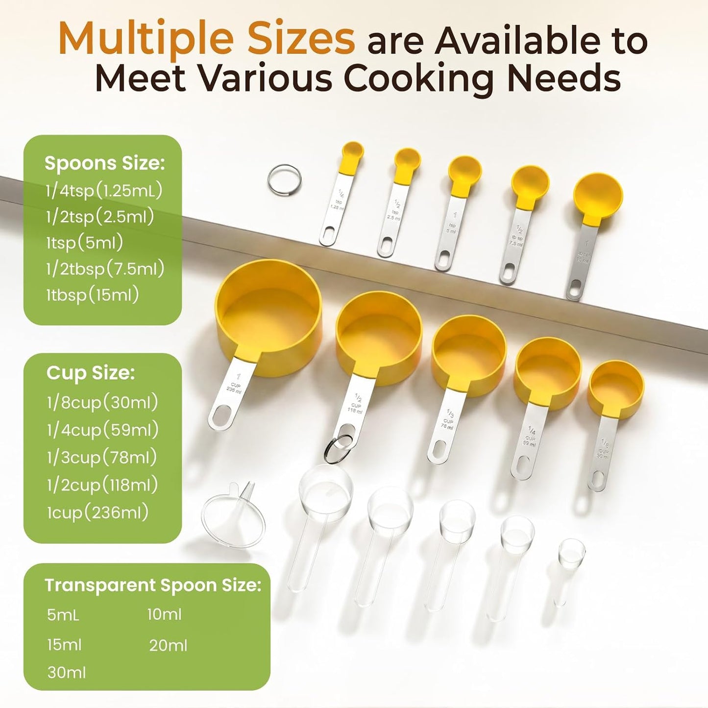 16PCS Measuring Cups and Spoons Set, Measuring Spoon Set with Metric and US Measurements, Fits for Measuring Dry and Liquid - Black