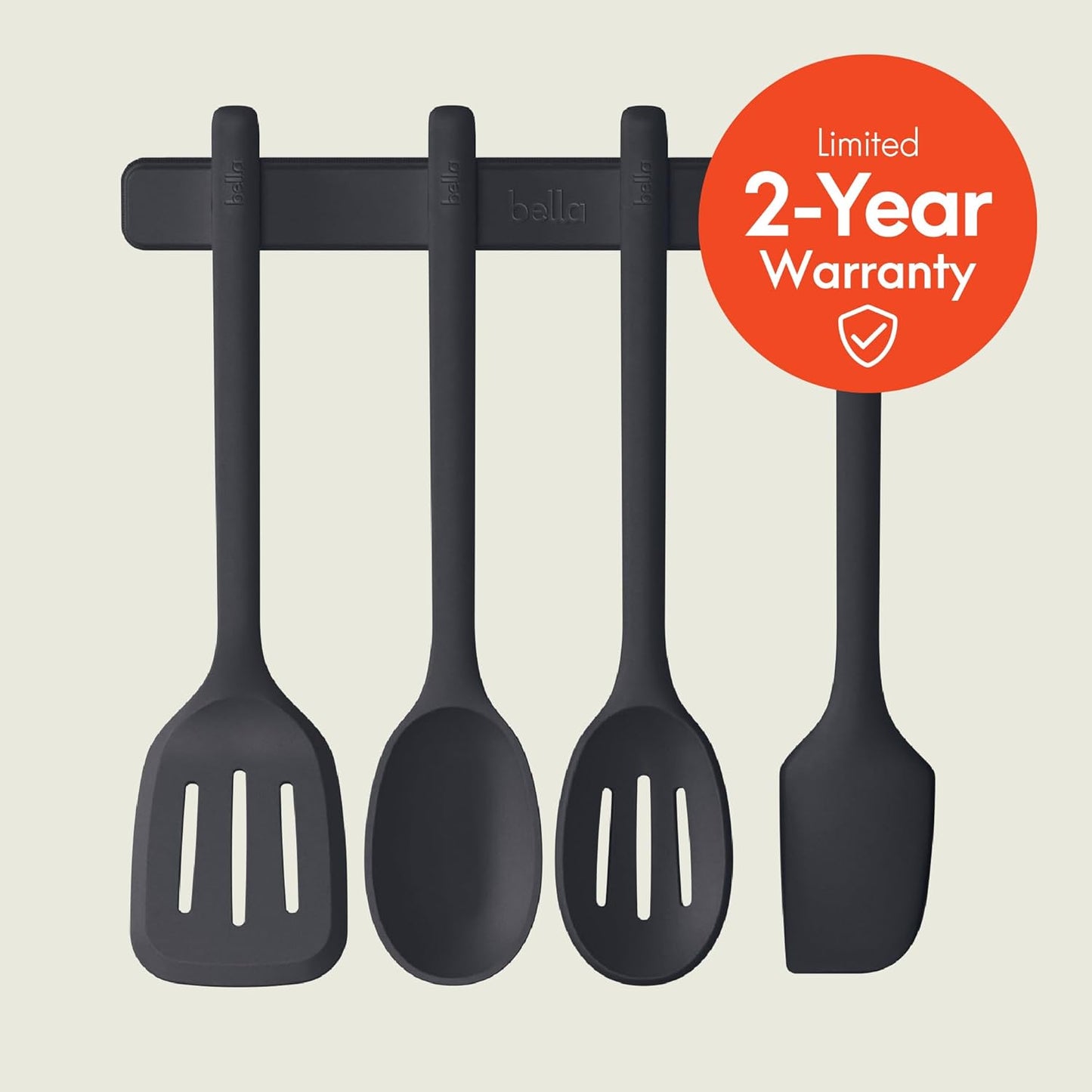 5-Piece Kitchen Tool Set with Magnetic Rack, Silicone, Turner, Spoon, Slotted Spoon, Spatula, Utensil Holder, Magnetic Holder, Non-toxic*, Food-grade, Heat safe to 425°F, Dishwasher Safe, Slate