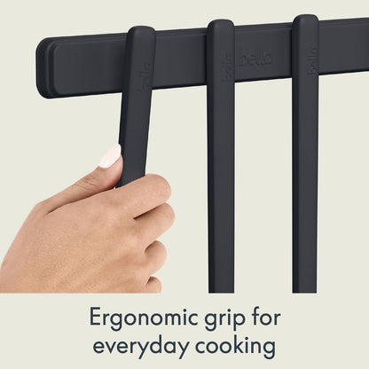 5-Piece Kitchen Tool Set with Magnetic Rack, Silicone, Turner, Spoon, Slotted Spoon, Spatula, Utensil Holder, Magnetic Holder, Non-toxic*, Food-grade, Heat safe to 425°F, Dishwasher Safe, Slate