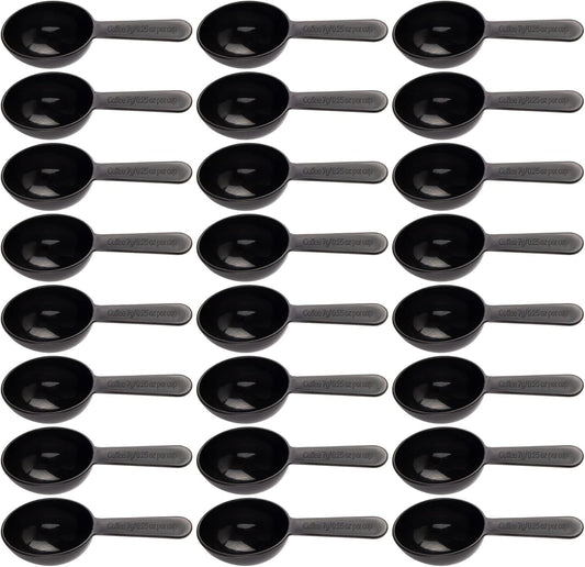 24 Pack Plastic Measuring Spoons Short Handle Scoops for Coffee Tea Sugar Cereal, Black 7g