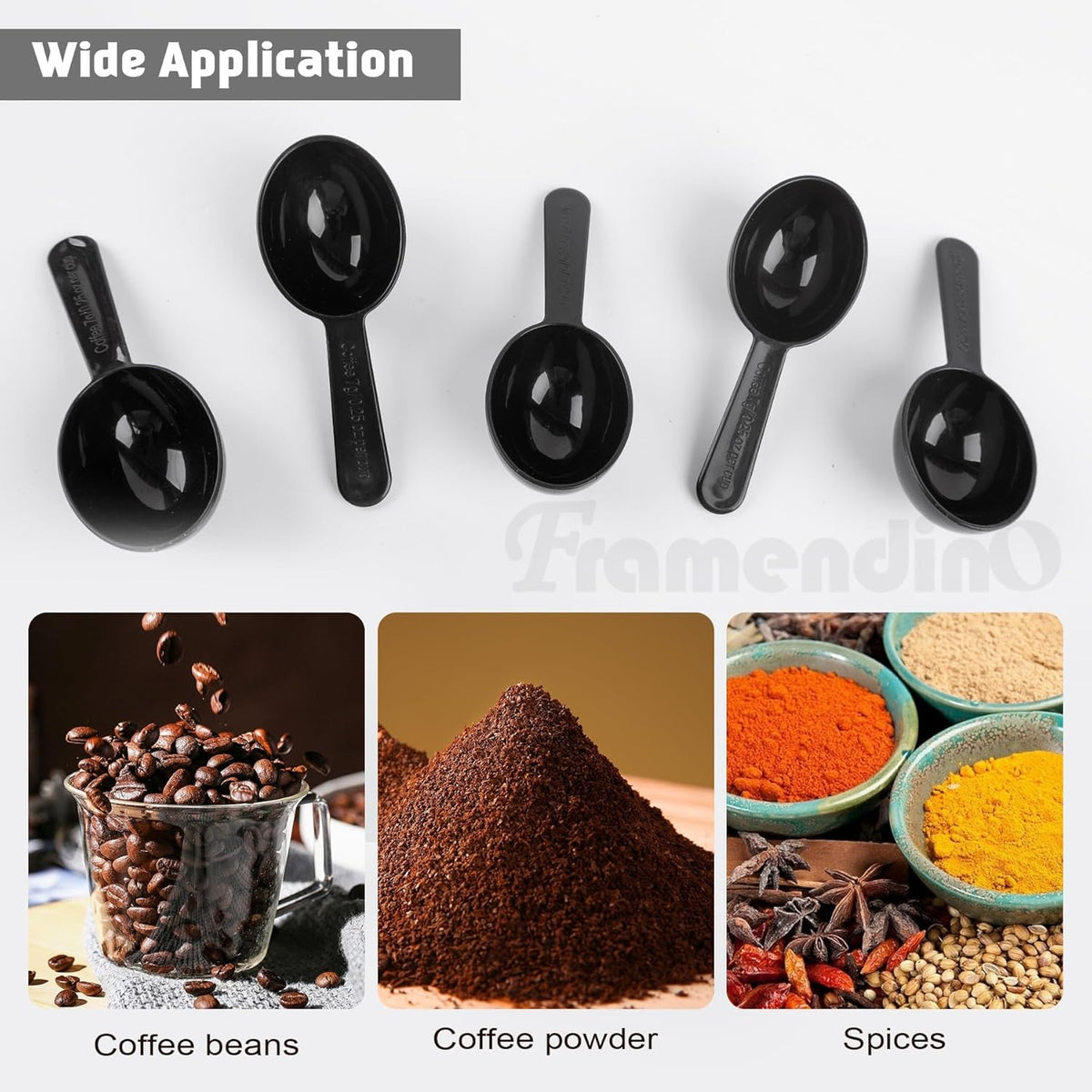 Plastic Measuring Spoons Short Handle Scoops for Coffee Tea Sugar Cereal, Black 7g