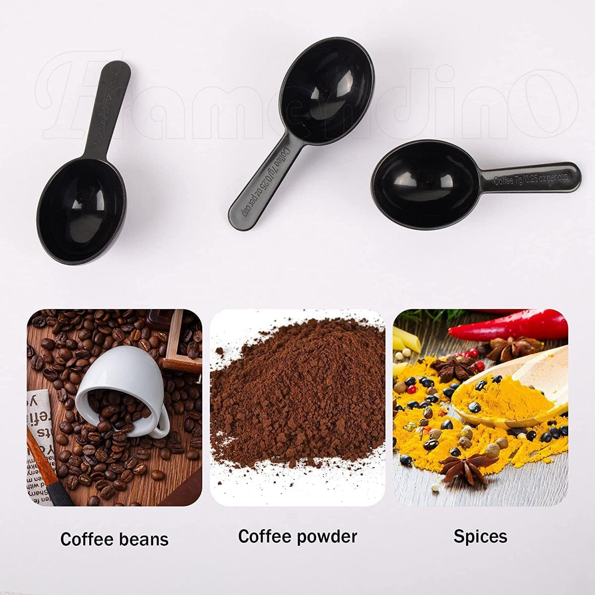 Plastic Measuring Spoons Short Handle Scoops for Coffee Tea Sugar Cereal, Black 7g