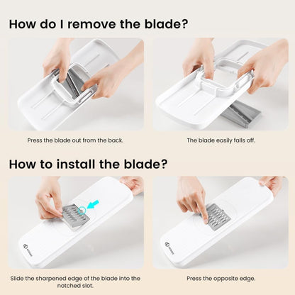 8-in-1 Vertical Vegetable Chopper Mandoline Slicer with Container White - Safe Tap Out Dicer with Hand Guard for Kitchen Easy Food Prep, Onion Potato Veggie Fruit
