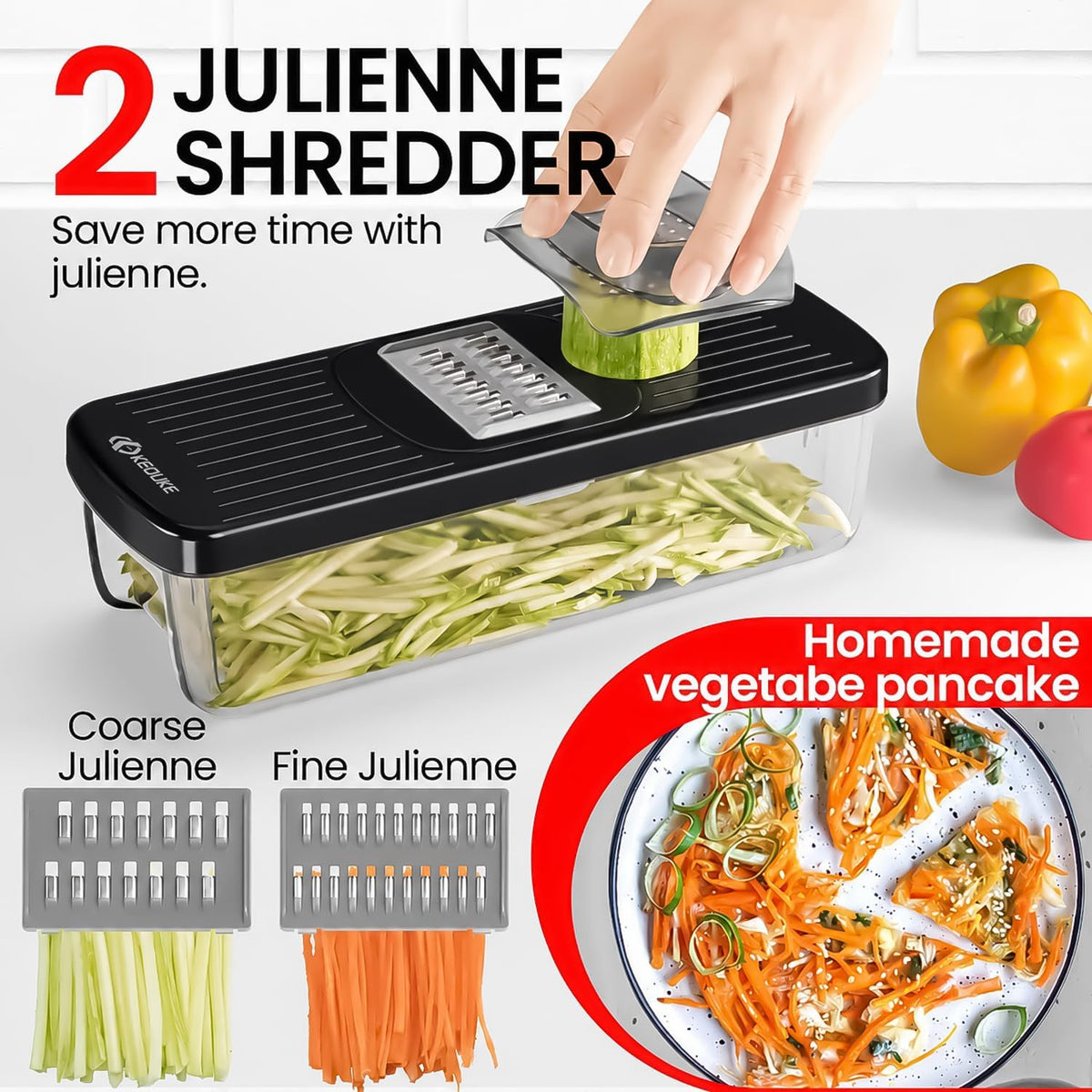 8-in-1 Vertical Vegetable Chopper Mandoline Slicer with Container White - Safe Tap Out Dicer with Hand Guard for Kitchen Easy Food Prep, Onion Potato Veggie Fruit