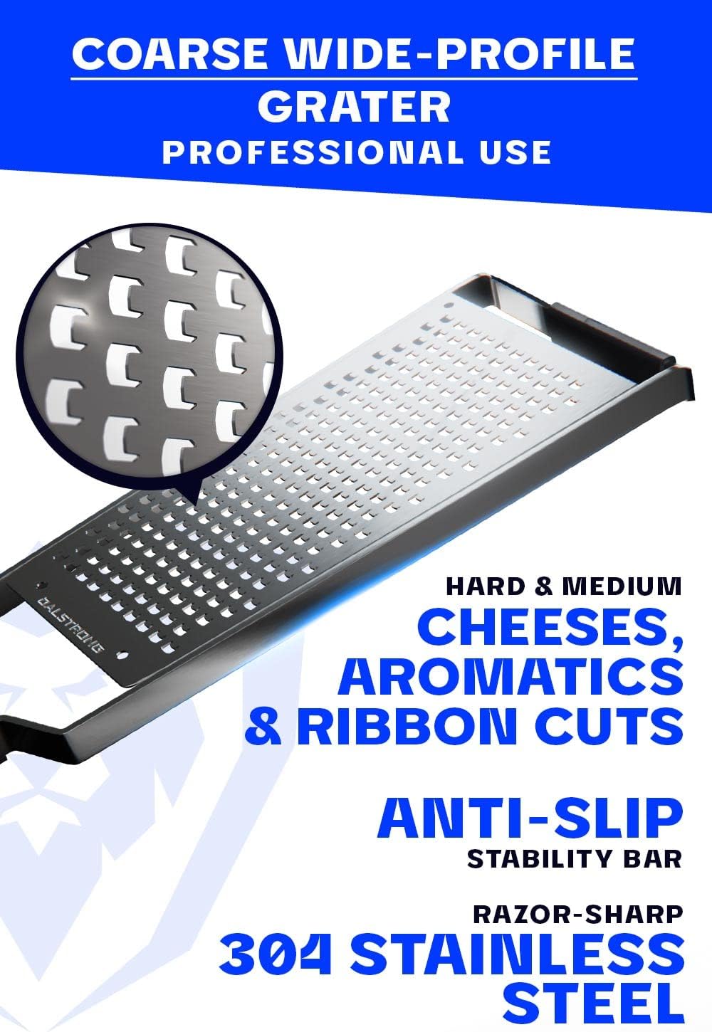 Wide Cheese Grater - Coarse Stainless Steel Blade